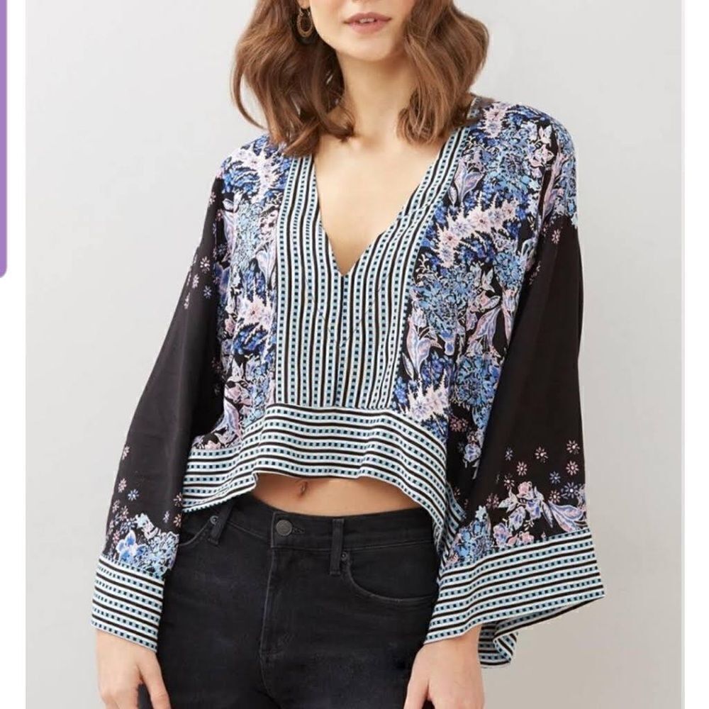 Free People Mix and Match wide sleeve crop top